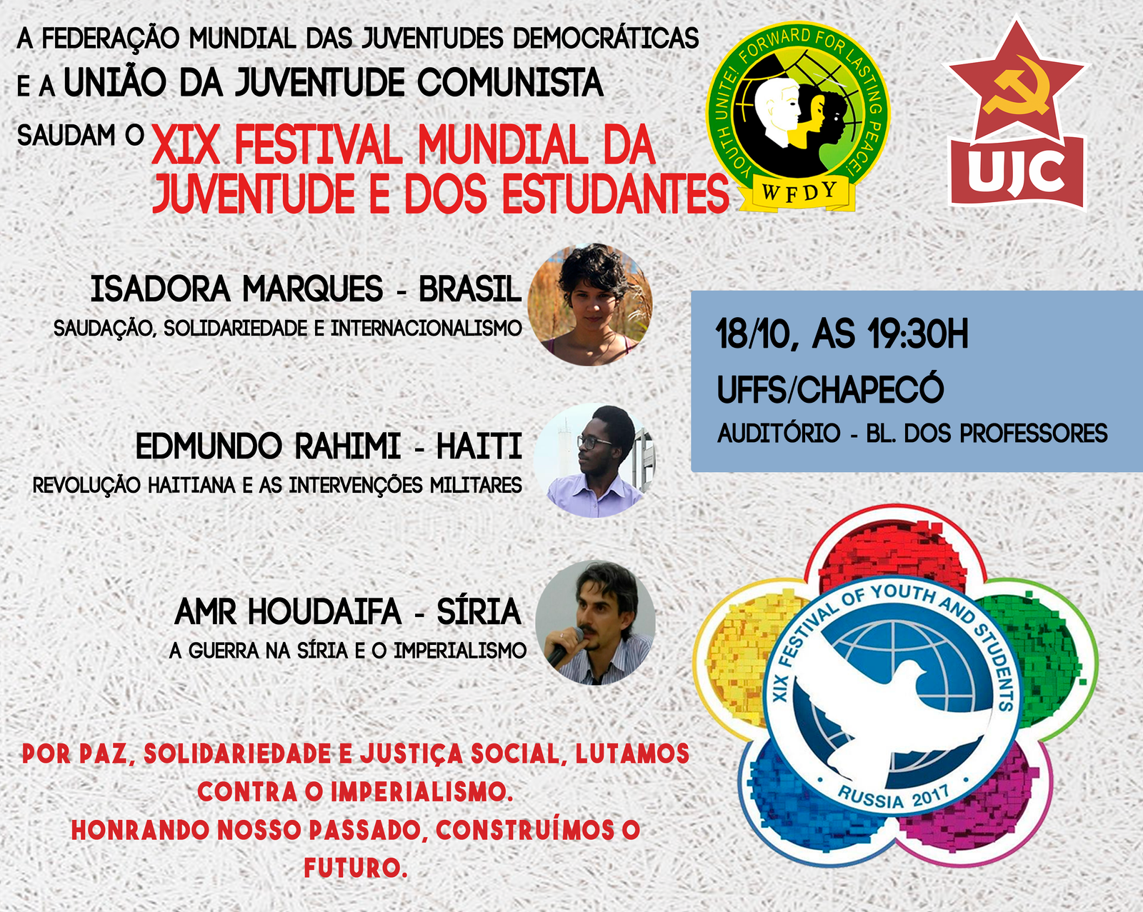 Evento de Saudação ao XIX FMJE da UJC – Chapecó na Universidade Federal da Fronteira Sul
