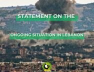 A imagem mostra a destruição causada por bombardeios no Líbano, destacando a recente declaração da FMJD sobre a escalada da violência e a necessidade de solidariedade internacional.