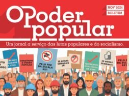 Capa do boletim "O Poder Popular" de novembro de 2024, com trabalhadores segurando cartazes que pedem o fim da escala 6x1 e uma jornada de 30 horas semanais.